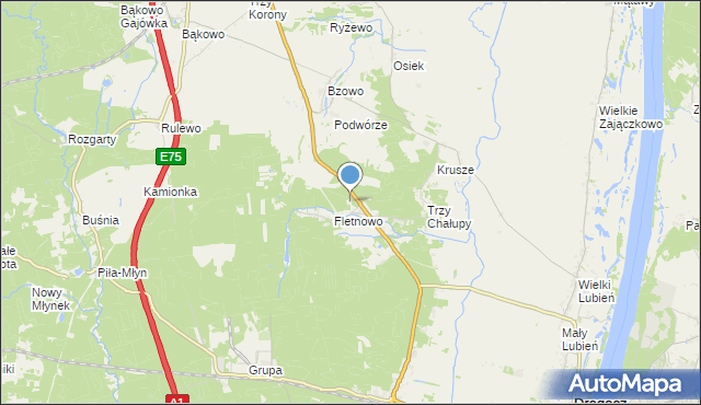 mapa Bzowo Leśniczówka, Bzowo Leśniczówka na mapie Targeo